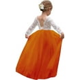thumbnail image 1 of Topmaker Girl Toddler Full-Length Straight Tulle Tutu Lace Back Party Flower Girl Dress, Rust Orange, 6-7 Years, 1 of 2