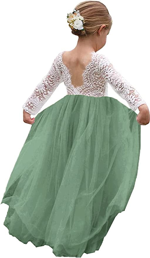 Topmaker Backless Lace Flower Girl Dress - Mint Green, Size 6-12 Months - View #8