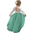 thumbnail image 1 of Topmaker Girl Toddler Full-Length Straight Tulle Tutu Lace Back Party Flower Girl Dress, Sage, 6-7 Years, 1 of 2