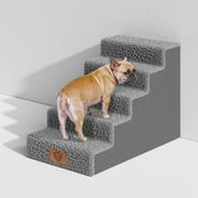 Topmart Dog Stairs for High Beds,Non-Slip Plastic 5-step Pet Step for Dogs,20.1High,Grey