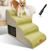 Topmart Foam Dog Stairs,4 Tier Dog Ramp Pet Stairs for Beds and Couches,20.1High,Yellow