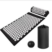Topnew Acupressure Mat and Pillow Set Yoga Mat for Back/Neck Pain Relief and Muscle Relaxation,Black