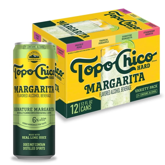 Topo Chico Hard Margarita Variety Pack, 12 Pack, 12 fl oz Aluminum Cans, 6% ABV