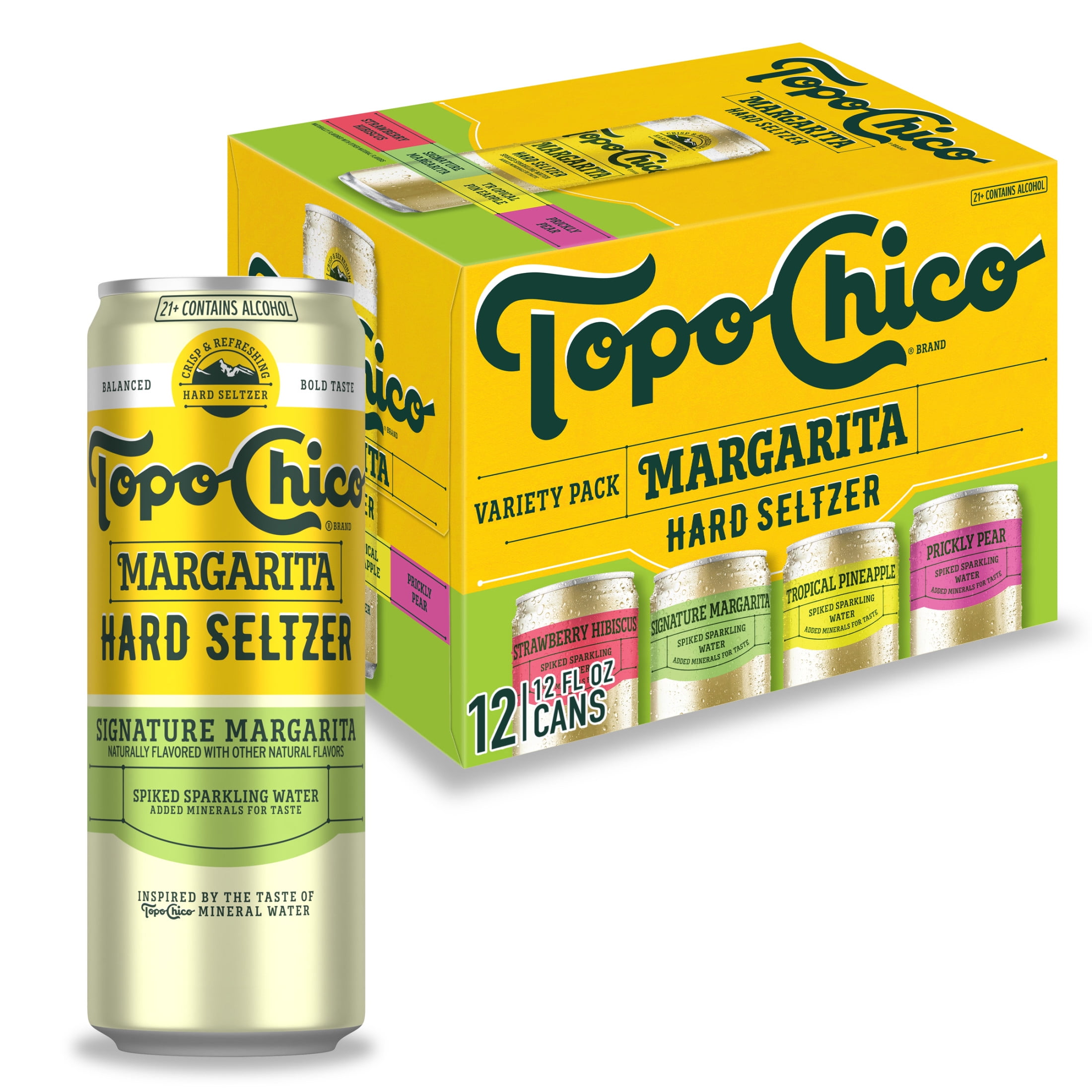 Topo Chico Hard Seltzer Margarita Variety Pack , 12 Pack, 12 fl oz Aluminum Cans, 4.5% ABV