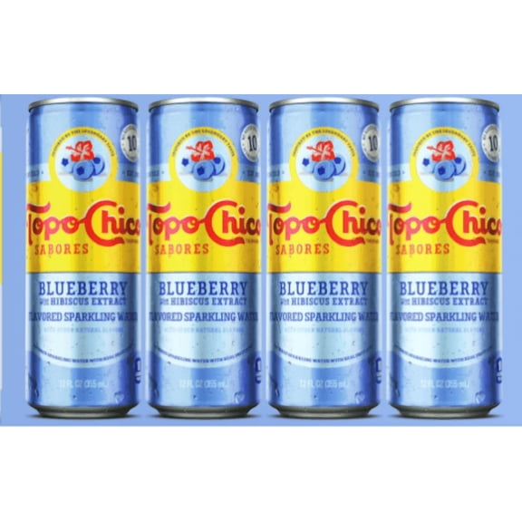 Topo Chico Sabores Blueberry with Hibiscus Extract Flavored Sparkling Water Cans, 4 Can, 12 fl oz