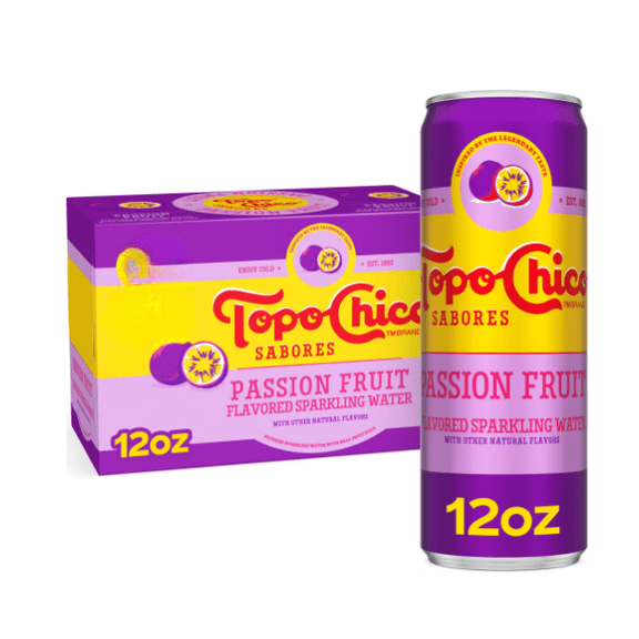 Topo Chico Sabores Passionfruit Flavored Sparkling Water, 4 can , 12 fl oz Cans