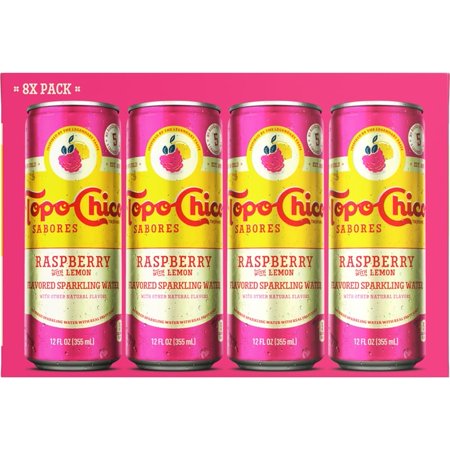 Topo Chico Sabores Raspberry with Lemon Sparkling Water, 4 Cans, 12 fl oz