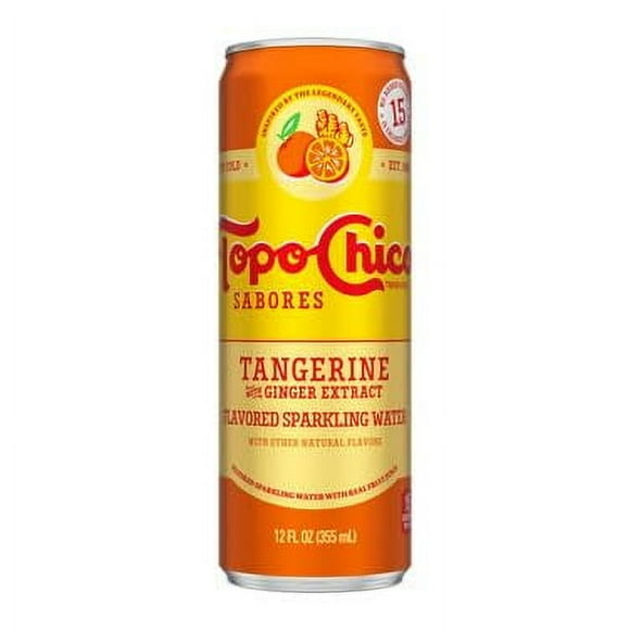 Topo Chico Sabores, Tangerine With Ginger Sparkling Water, 12 Oz Can - 12 Pack