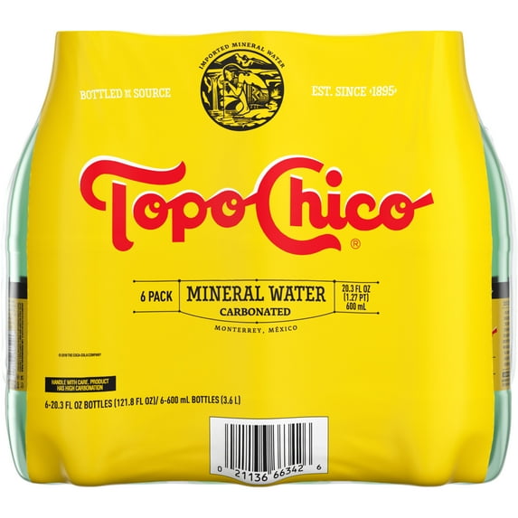 Topo Chico Sparkling Mineral Water, 20.3 fl oz, 6 Pack Bottles