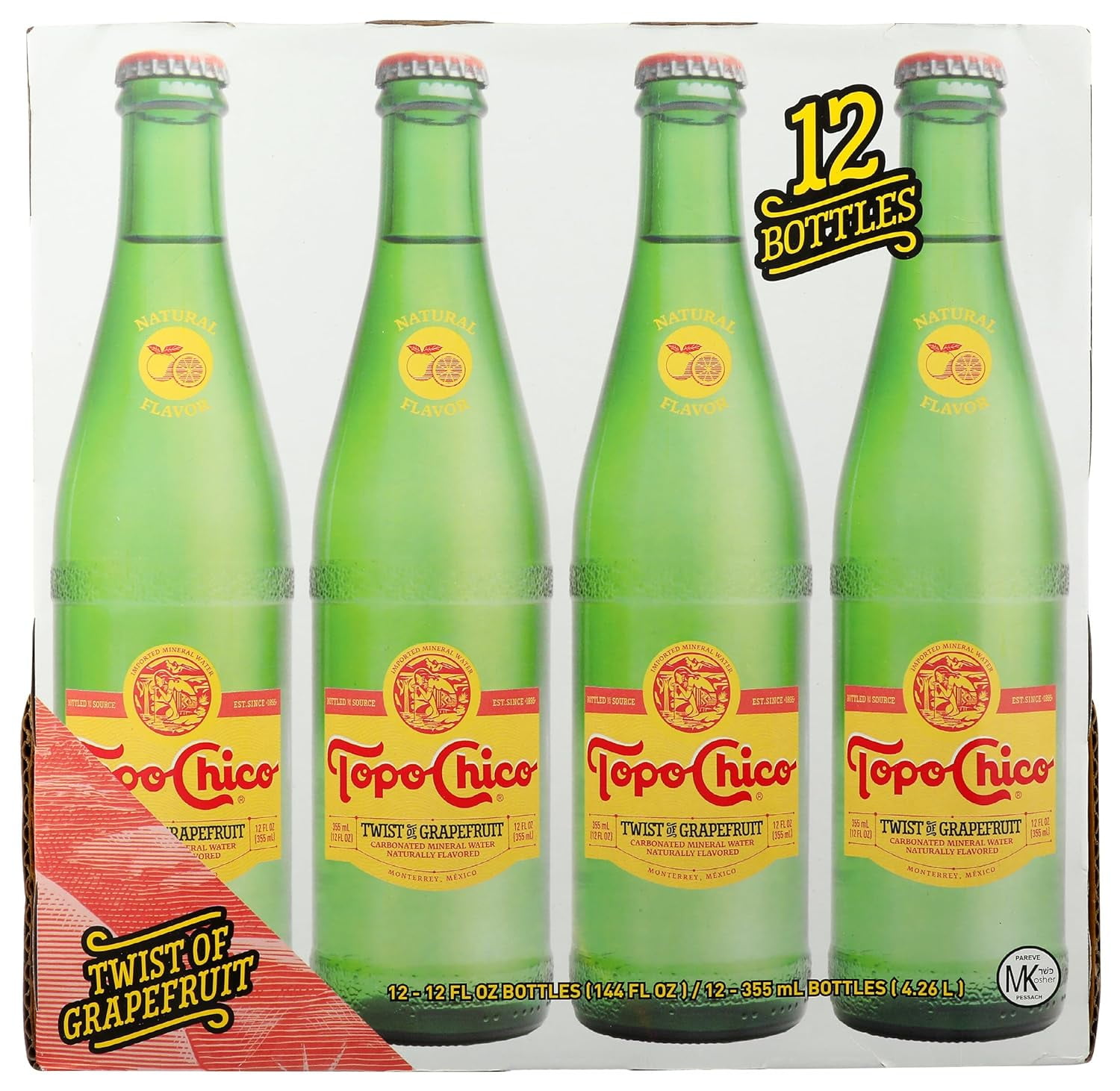 Topo Chico Twist Of Grapefruit Sparkling Water, 12 Pack, 144 Fluid