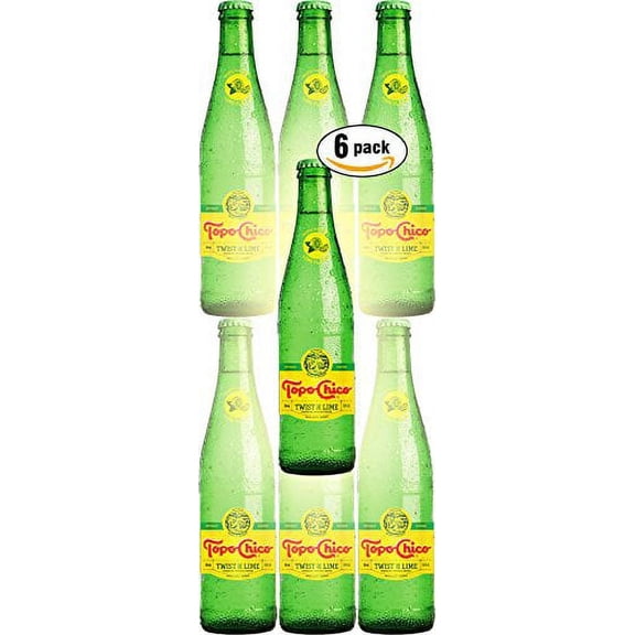 Topo Chico Twist of Lime,12oz Glass Bottle (Pack of 6, Total of 72 Fl Oz)