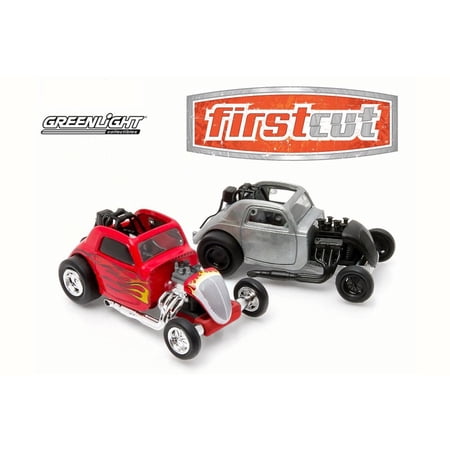 Topo Fuel Altered Drag Car 2-Piece Set, Red & Bare Metal - Greenlight 29848 - 1/64 Scale Diecast Model Toy Car