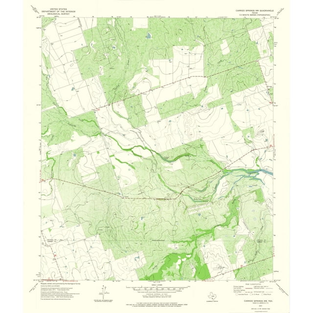 Topographical Map - Carrizo Springs NW Texas Quad - USGS 1972 - 23 x 26.92 - Vintage Wall Art