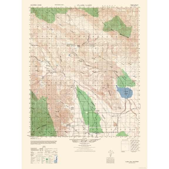 Topographical Map - Clark Lake Sheet - US Army 1942 - Vintage Wall Art