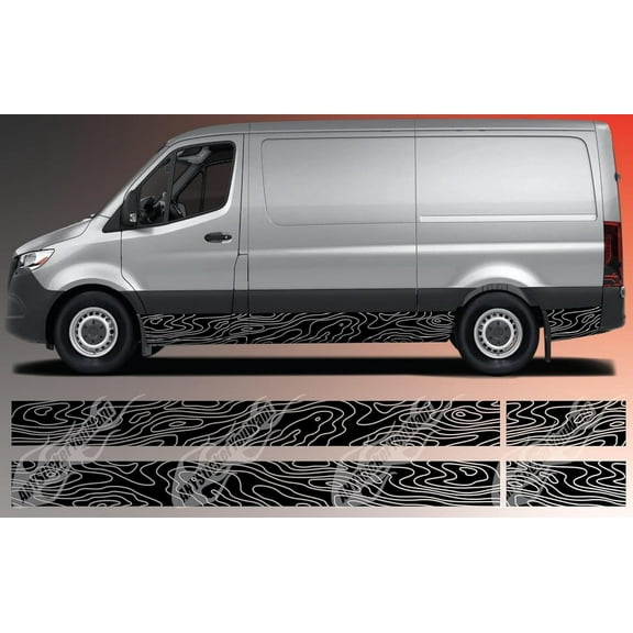 Topo Terrain Stripe Kit Vinyl Decal Compatible with and Fits Mercedes-Benz Sprinter Van 144"