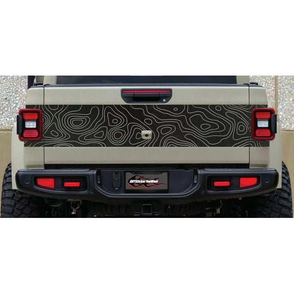 Topographic Blackout Tailgate Vinyl Decal Compatible with and Fits Jeep Gladiator JT 2020-2023