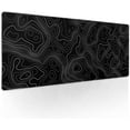 thumbnail image 1 of Topographic Contour Black Gaming Mouse Pad XL Topo Geographic Map Lines Extended Large Mouse Pad Big Desk Mat Non-Slip Rubber Base Stitched Edge Long Keyboard Playmat for Desk Computer,31.5×11.8 in, 1 of 6