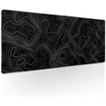 thumbnail image 1 of Topographic Contour Black Gaming Mouse Pad XL Topo Geographic Map Lines, Extended Large Mouse Pad, NonSlip Rubber Base, Stitched Edge, Long Keyboard Playmat, 31.5x11.8 in, 1 of 6