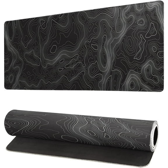Topographic Contour Extended Big Mouse Pad Large,Gaming Mouse Pad Desk Pad,27.6x11.8 Inch Long Computer Keyboard Mouse Mat Mousepad with 3mm Non-Slip Base and Stitched Edge for Gaming and Office