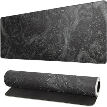 Topographic Contour Extended Big Mouse Pad Large,Gaming Mouse Pad Desk Pad,31.5x11.8 Inch Long Computer Keyboard Mouse Mat Mousepad with 3mm Non-Slip Base and Stitched Edge for Gaming and Office