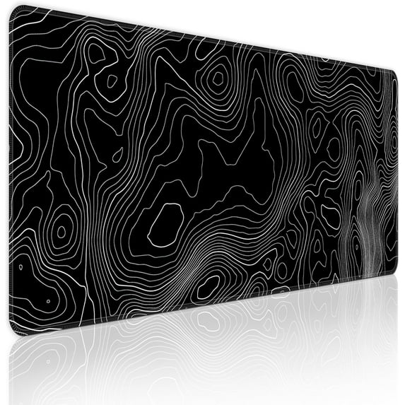 Topographic Contour Extended Big Mouse Pad Large,XL Gaming Mouse Pad Desk Pad,31.5x11.8inch Long Computer Keyboard Mouse Mat Mousepad with 3mm Non-Slip Base and Stitched Edge for Home Office Work