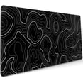 thumbnail image 1 of Topographic Contour Gaming Mouse Pad 35.4 X 15.7 Inch XXL Black Geographic Map Lines Full Des Mousepad Extended Large Non-Slip Rubber Base Keyboard Mat with Stitched Edges for Home Office, 1 of 6