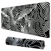 Topographic Contour Gaming Mouse Pad Black Mousepad with Non-Slip Rubber Base Large Computer Mouse Mat for Wireless Mouse Stitched Edge Small Desk Pad for Laptop  Office Working