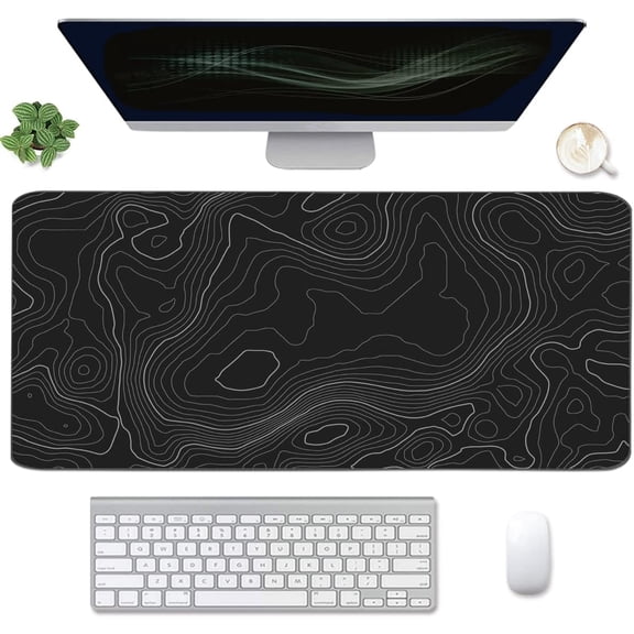 Topographic , Extended Gaming (35.4x15.7 in), Desk Mat Laptop Waterproof Decor Writing for Work, Game, Office, Home - Topographic Contour