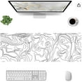 thumbnail image 1 of Topographic Extended White Mouse Pad Large Black White Topo Mousepad Modern Abstract Minimalist Line Desk Mat XL Non-Slip Rubber Base Office Home Computer Keyboard Gaming Mouse Pad 31.5 x 11.8 Inches, 1 of 6