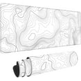 thumbnail image 1 of Topographic Extended White Mouse Pad Large, Desk Mat Desk Pad Large Desk Mats on top of desks,31.5x11.8in Computer Keyboard Desk Mat with 3mm Non-Slip Base and Stitched Edge for Home Office Work, 1 of 14