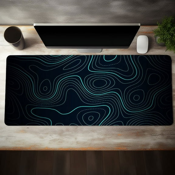 Topographic Large Mousepad, Black Office Desk Mat Anti-slip Gaming Mouse Pad, Christmas Halloween Thanksgiving Gift
