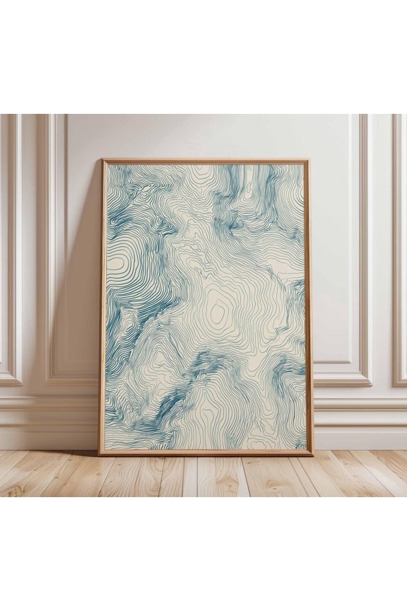 Topographic Map Abstract Line Minimalist Geography Mountain Decor, Unframed Canvas