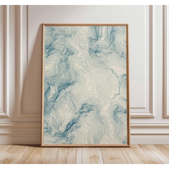 Topographic Map Abstract Line Minimalist Geography Mountain Decor, Unframed Poster