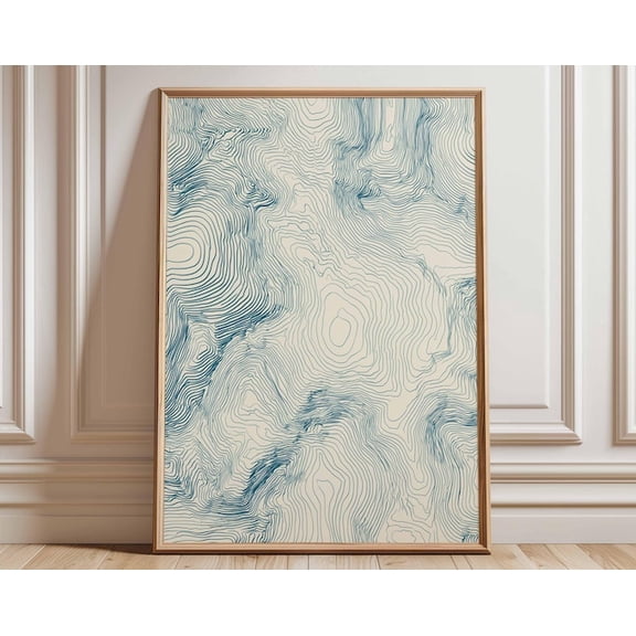Topographic Map Abstract Line Mountain Contour Wall Art Print, Unframed Paper Poster 11x14in