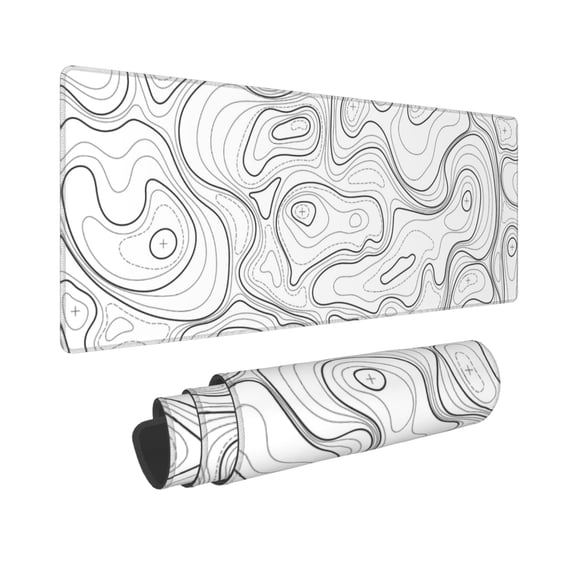 Topographic Map Large Gaming Mouse Pad with Stitched Edges, Precision Control, Non-Slip Durable Rubber Base, 31.5x11.8 inch, 1lb, 3mm XL Waterproof Mousepad for Keyboard Pad and Desk Pad,home