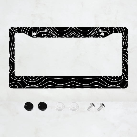 Topographic Map License Plate Frame, Topography Aluminum Metal License Plate Holder Cover Car Accessory for Men Women, Rust-Proof Waterproof Car Decorative Tag Frames for Standard US 12x6 Inch