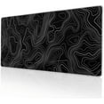 thumbnail image 1 of Topographic Map Minimalist Gaming Mouse Pad Desk Mat XXL 35.4×15.7 Inch Black Lines Contour Geographic Extended Mousepad 40X90cm with Non-Slip Rubber Base Stitched Edge for Gamer Office Home Work, 1 of 6