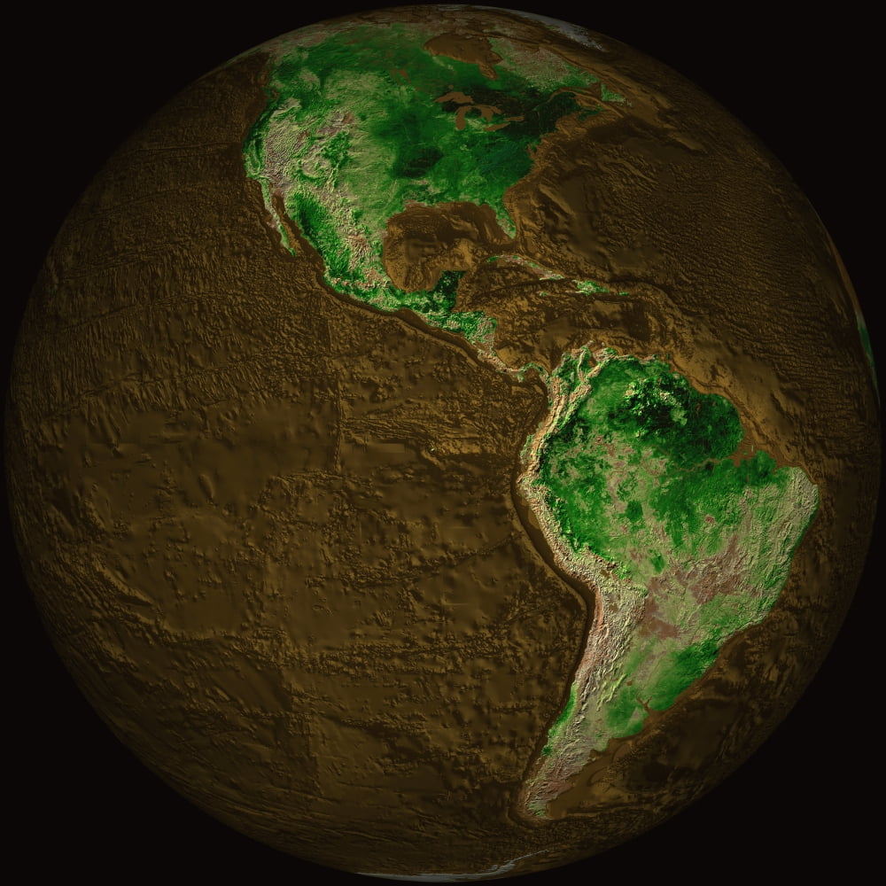 Topographic Map of Earth Canvas Art - Stocktrek Images (28 x 28)