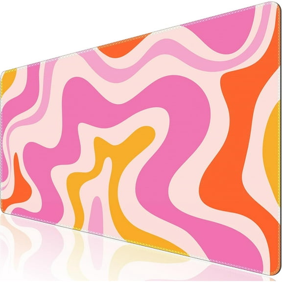 Topographic Mouse Pad, Desk Mat, Large Mouse Pad for Desk, Desk Pad Mat with Stitched Edges, Non-Slip Base Gaming Mousepad, Keyboard Mat Gaming Mouse Pad for Office Home, Orange