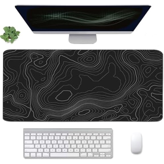 Topographic Mouse Pad, Extended Gaming (35.4x15.7 in), Desk Mat Laptop Waterproof Decor Writing for Work, Game, Office, Home - Topographic Contour