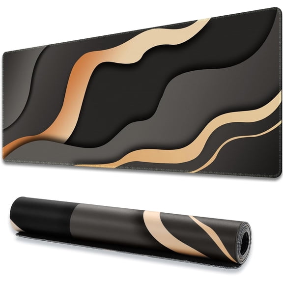 Topographic Mouse Pad, Gaming Mouse Pad, Extended Desk Pad 35.4x15.75in XXL Mouse Pad with Non-Slip Rubber Base, Abstract Mice Pad Desk Mat, Gray