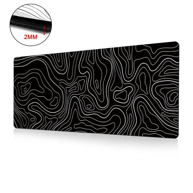 Topographic Mouse Pad Mat Gaming Large Long Extend Black/White Mousepad Big D1 Q2R2