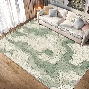 Topographic Rugs for Living Room, Contour Map Abstract Art Pattern Design Area Rug, Topographic Bedroom Decor Carpet, Non Slip, Washable 5 x 8ft