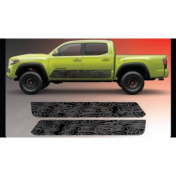 Topographic Side Skirt Stripe Kit Vinyl Decals Compatible with and Fits Toyota Tacoma TRD Pro 2016-2022
