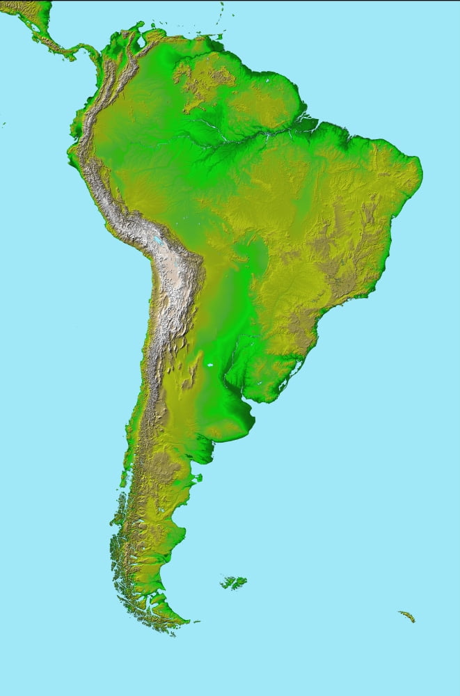 Topographic view of South America Canvas Art - Stocktrek Images (23 x 34)