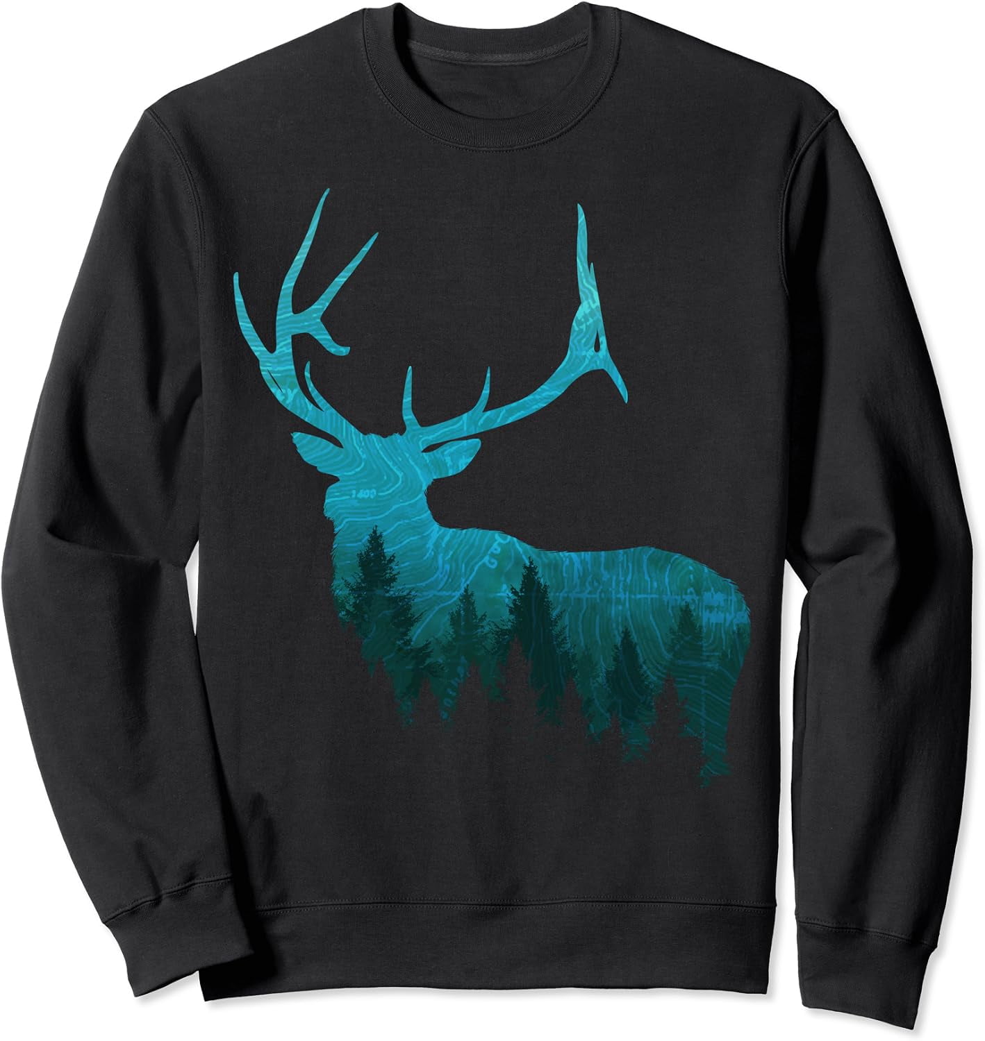 Topigrafical Topographical Bull Elk Deer Hunting Antlers Hunters Sweatshirt ...