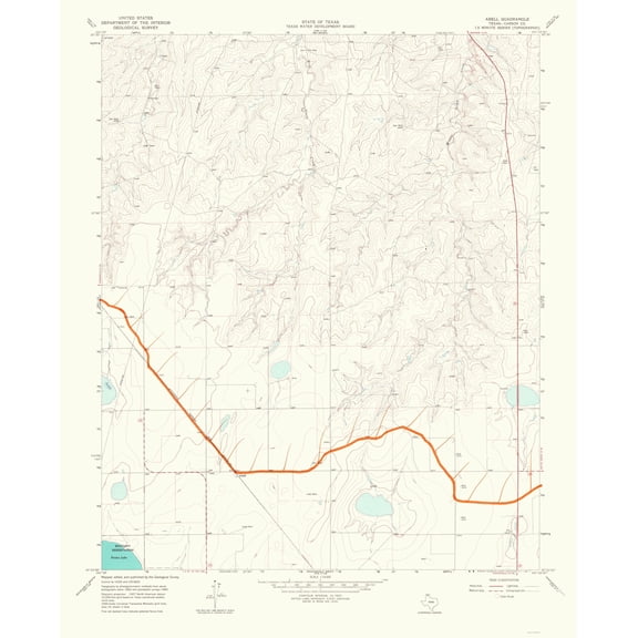 Topographical Map - Abell Texas Quad - USGS 1967 - 23 x 28.33 - Vintage Wall Art