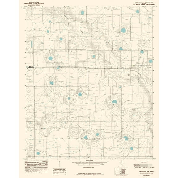 Topographical Map - Abernathy Texas South West Quad - USGS 1985 - 23 x 29.30 - Vintage Wall Art