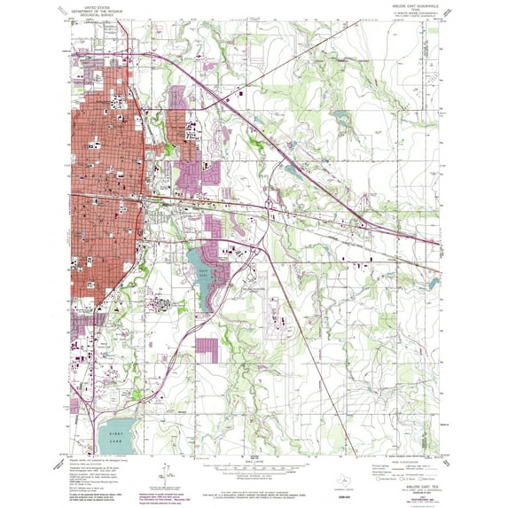 Topographical Map - Abilene Texas East Quad - USGS 1957 - Vintage Wall Art