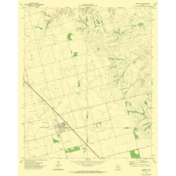 Topographical Map - Ackerly Texas Quad - USGS 1970 - 23 x 28.92 - Vintage Wall Art